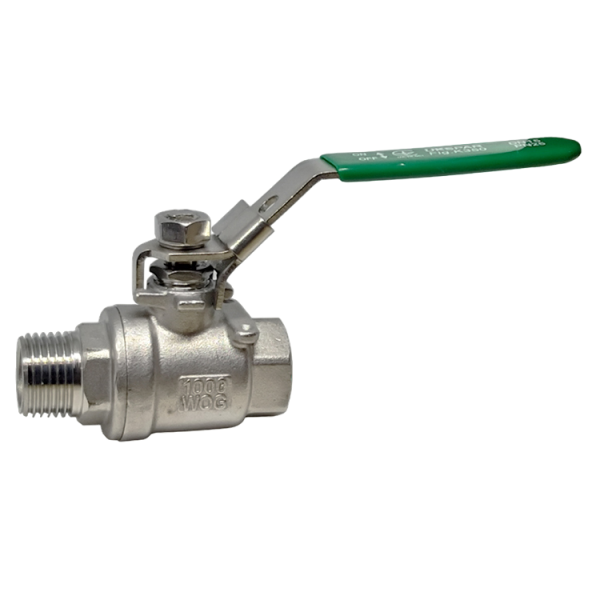 Кран шаровой двухсоставной муфтовый нержавеющий, ВНР, PN25, шар-нж сталь 304, PTFE